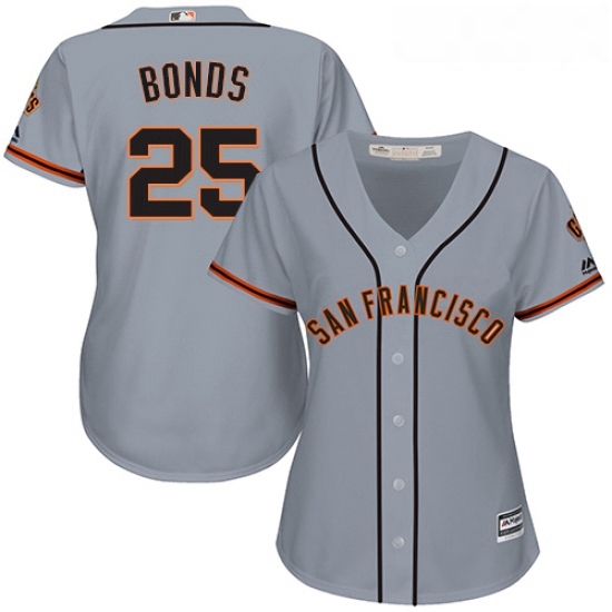 Womens Majestic San Francisco Giants 25 Barry Bonds Replica Grey Road Cool Base MLB Jersey Womens Majestic San Francisco Giants 25 Barry Bonds Replica Grey Road Cool Base MLB Jersey