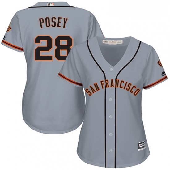 Womens Majestic San Francisco Giants 28 Buster Posey Authentic Grey Road Cool Base MLB Jersey Womens Majestic San Francisco Giants 28 Buster Posey Authentic Grey Road Cool Base MLB Jersey
