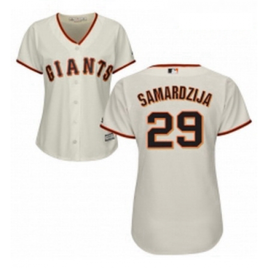 Womens Majestic San Francisco Giants 29 Jeff Samardzija Authentic Cream Home Cool Base MLB Jersey Womens Majestic San Francisco Giants 29 Jeff Samardzija Authentic Cream Home Cool Base MLB Jersey