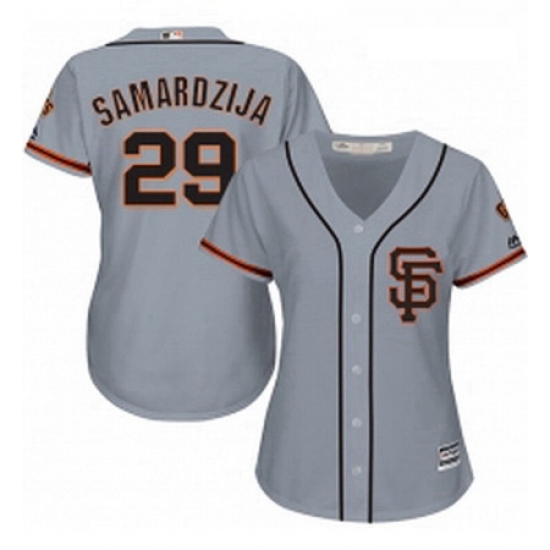Womens Majestic San Francisco Giants 29 Jeff Samardzija Authentic Grey Road 2 Cool Base MLB Jersey Womens Majestic San Francisco Giants 29 Jeff Samardzija Authentic Grey Road 2 Cool Base MLB Jersey