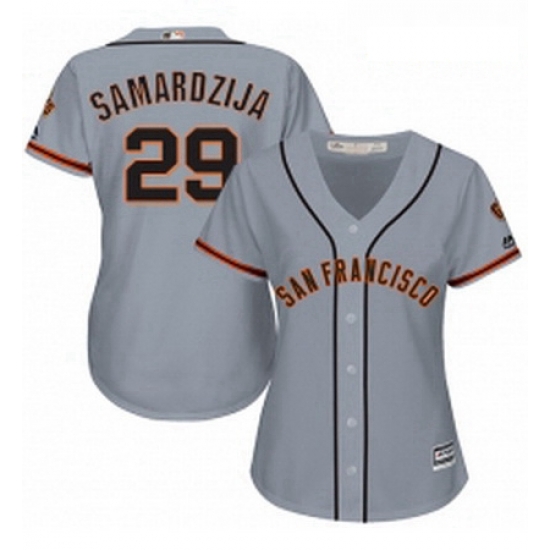 Womens Majestic San Francisco Giants 29 Jeff Samardzija Authentic Grey Road Cool Base MLB Jersey Womens Majestic San Francisco Giants 29 Jeff Samardzija Authentic Grey Road Cool Base MLB Jersey