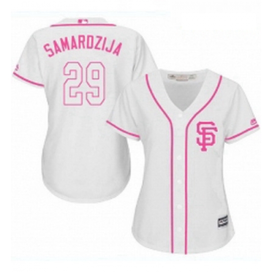 Womens Majestic San Francisco Giants 29 Jeff Samardzija Authentic White Fashion Cool Base MLB Jersey Womens Majestic San Francisco Giants 29 Jeff Samardzija Authentic White Fashion Cool Base MLB Jersey