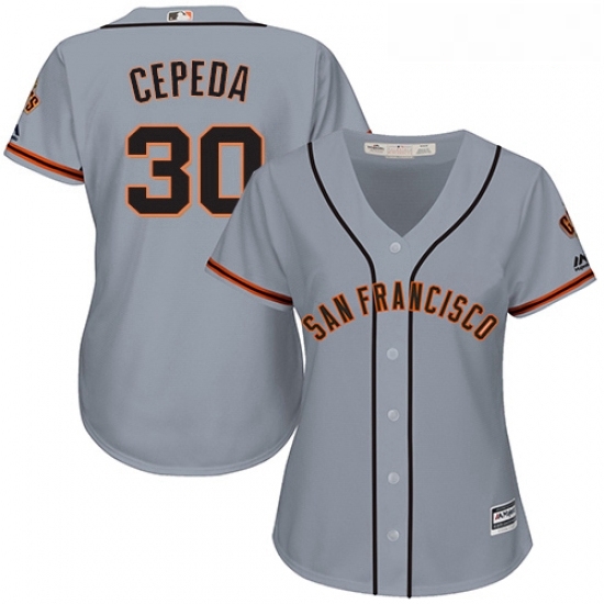 Womens Majestic San Francisco Giants 30 Orlando Cepeda Authentic Grey Road Cool Base MLB Jersey Womens Majestic San Francisco Giants 30 Orlando Cepeda Authentic Grey Road Cool Base MLB Jersey