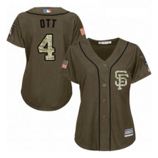 Womens Majestic San Francisco Giants 4 Mel Ott Authentic Green Salute to Service MLB Jersey Womens Majestic San Francisco Giants 4 Mel Ott Authentic Green Salute to Service MLB Jersey