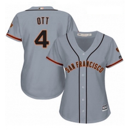 Womens Majestic San Francisco Giants 4 Mel Ott Authentic Grey Road Cool Base MLB Jersey Womens Majestic San Francisco Giants 4 Mel Ott Authentic Grey Road Cool Base MLB Jersey