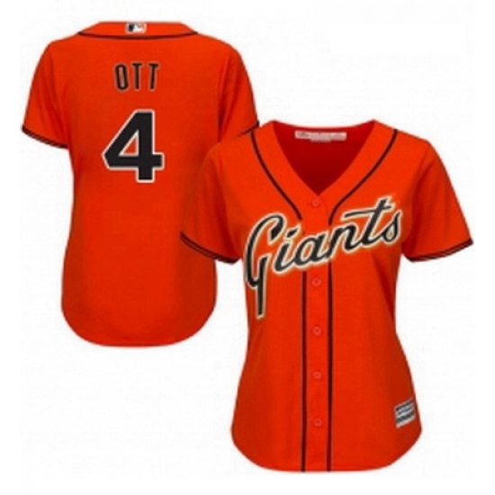 Womens Majestic San Francisco Giants 4 Mel Ott Authentic Orange Alternate Cool Base MLB Jersey Womens Majestic San Francisco Giants 4 Mel Ott Authentic Orange Alternate Cool Base MLB Jersey