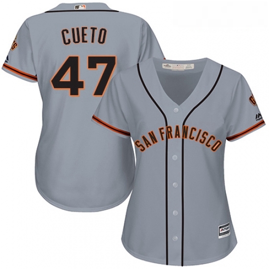 Womens Majestic San Francisco Giants 47 Johnny Cueto Authentic Grey Road Cool Base MLB Jersey Womens Majestic San Francisco Giants 47 Johnny Cueto Authentic Grey Road Cool Base MLB Jersey