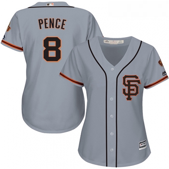 Womens Majestic San Francisco Giants 8 Hunter Pence Authentic Grey Road 2 Cool Base MLB Jersey Womens Majestic San Francisco Giants 8 Hunter Pence Authentic Grey Road 2 Cool Base MLB Jersey