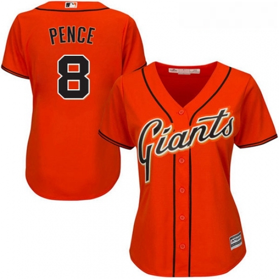 Womens Majestic San Francisco Giants 8 Hunter Pence Authentic Orange Alternate Cool Base MLB Jersey Womens Majestic San Francisco Giants 8 Hunter Pence Authentic Orange Alternate Cool Base MLB Jersey
