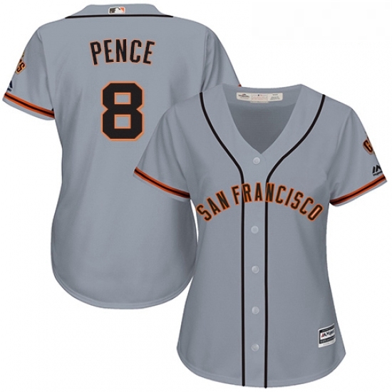 Womens Majestic San Francisco Giants 8 Hunter Pence Replica Grey Road Cool Base MLB Jersey Womens Majestic San Francisco Giants 8 Hunter Pence Replica Grey Road Cool Base MLB Jersey
