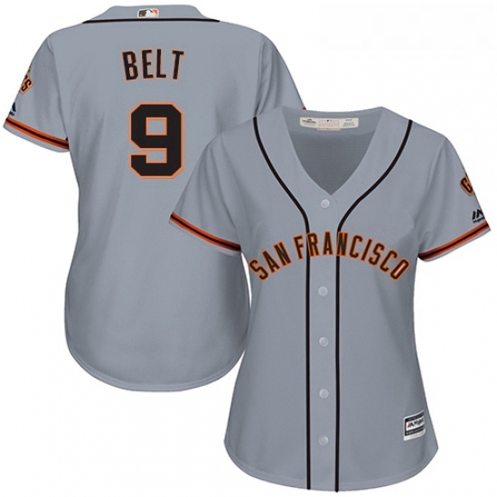 Womens Majestic San Francisco Giants 9 Brandon Belt Replica Grey Road Cool Base MLB Jersey Womens Majestic San Francisco Giants 9 Brandon Belt Replica Grey Road Cool Base MLB Jersey