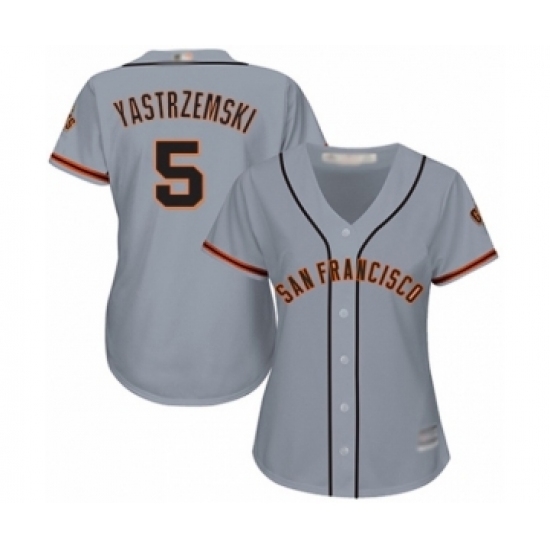 Women's San Francisco Giants #5 Mike Yastrzemski Authentic Grey Road Cool Base Baseball Player Jersey Women's San Francisco Giants #5 Mike Yastrzemski Authentic Grey Road Cool Base Baseball Player Jersey