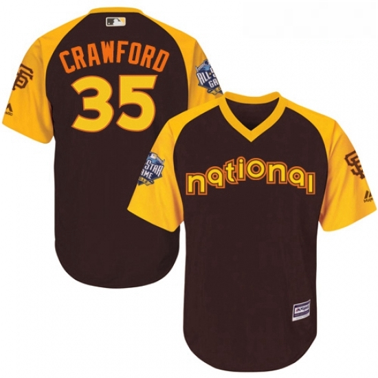 Youth Majestic San Francisco Giants 35 Brandon Crawford Authentic Brown 2016 All Star National League BP Cool Base MLB Jersey Youth Majestic San Francisco Giants 35 Brandon Crawford Authentic Brown 2016 All Star National League BP Cool Base MLB Jersey