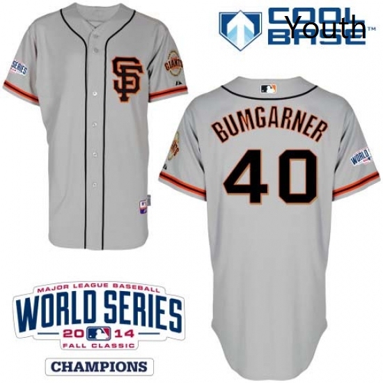 Youth Majestic San Francisco Giants 40 Madison Bumgarner Authentic Grey Road 2 Cool Base w2014 World Series Patch MLB Jersey Youth Majestic San Francisco Giants 40 Madison Bumgarner Authentic Grey Road 2 Cool Base w2014 World Series Patch MLB Jersey