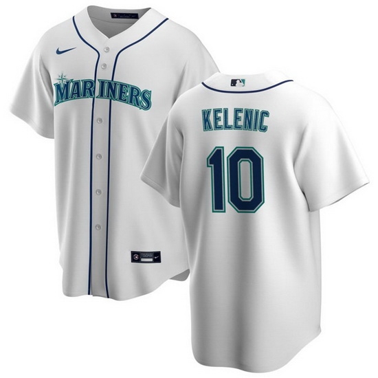 Men Seattle Mariners 10 Jarred Kelenic White Cool Base Stitched Jersey Men Seattle Mariners 10 Jarred Kelenic White Cool Base Stitched Jersey