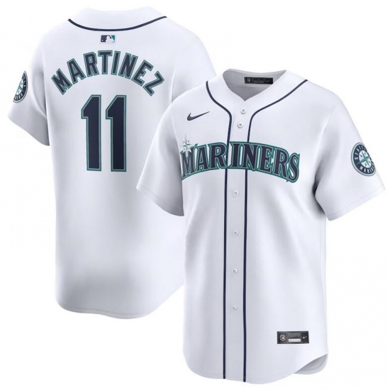 Men Seattle Mariners 11 Edgar Martinez White Home Limited Stitched Jersey Men Seattle Mariners 11 Edgar Martinez White Home Limited Stitched Jersey