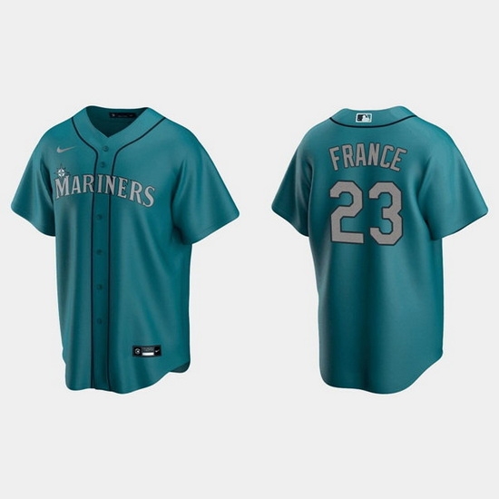 Men Seattle Mariners 23 Ty France Aqua Cool Base Stitched Jersey Men Seattle Mariners 23 Ty France Aqua Cool Base Stitched Jersey