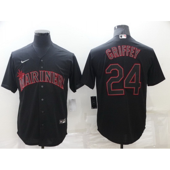 Men Seattle Mariners 24 Ken Griffey Black Shadow Cool Base Stitched jersey Men Seattle Mariners 24 Ken Griffey Black Shadow Cool Base Stitched jersey