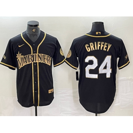 Men Seattle Mariners 24 Ken Griffey Jr Black 2021 Golden Edition Stitched Cool Base Nike Jersey Men Seattle Mariners 24 Ken Griffey Jr Black 2021 Golden Edition Stitched Cool Base Nike Jersey