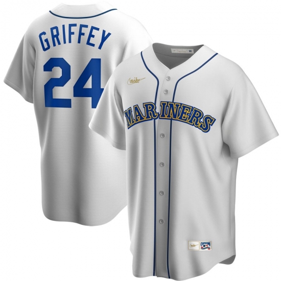 Men Seattle Mariners 24 Ken Griffey Jr Nike Home Cooperstown Collection Player MLB Jersey White Men Seattle Mariners 24 Ken Griffey Jr Nike Home Cooperstown Collection Player MLB Jersey White