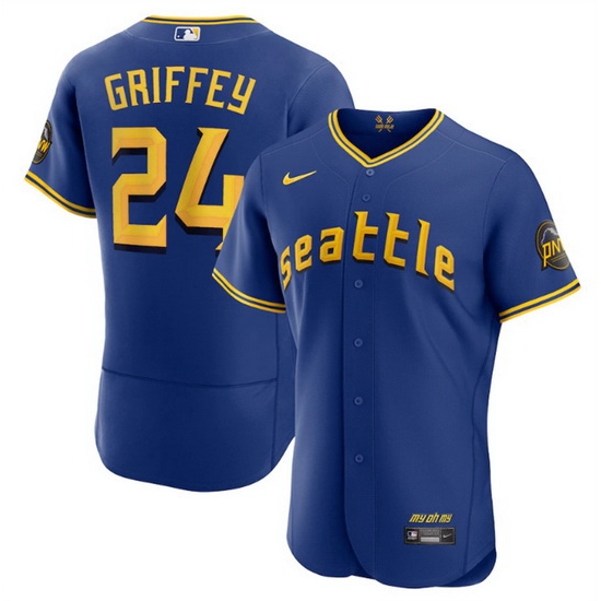 Men Seattle Mariners 24 Ken Griffey Jr Royal 2023 City Connect Flex Base Stitched Jersey Men Seattle Mariners 24 Ken Griffey Jr Royal 2023 City Connect Flex Base Stitched Jersey