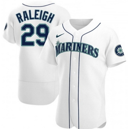 Men Seattle Mariners 29 Cal Raleigh White Flex Base Stitched Jersey Men Seattle Mariners 29 Cal Raleigh White Flex Base Stitched Jersey