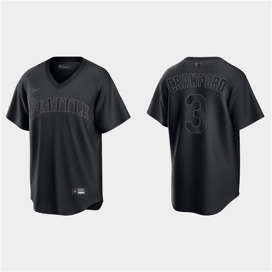 Men Seattle Mariners 3 J P Crawford Black Pitch Black Fashion Replica Stitched Jersey Men Seattle Mariners 3 J P Crawford Black Pitch Black Fashion Replica Stitched Jersey