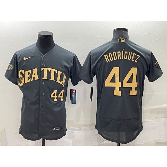 Men Seattle Mariners 44 Julio Rodr EDguez 2022 All Star Charcoal Flex Base Stitched Jersey Men Seattle Mariners 44 Julio Rodr EDguez 2022 All Star Charcoal Flex Base Stitched Jersey
