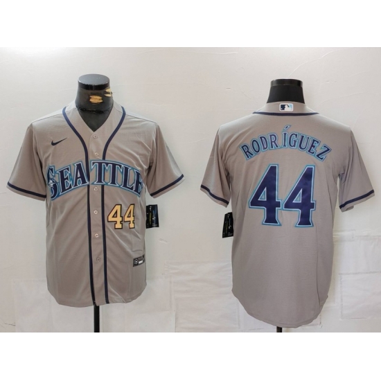 Men Seattle Mariners 44 Julio Rodr EDguez Grey Cool Base Stitched Jersey 2 Men Seattle Mariners 44 Julio Rodr EDguez Grey Cool Base Stitched Jersey 2