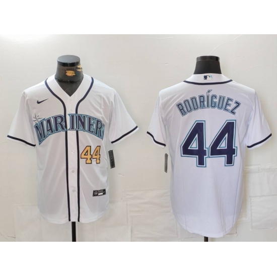 Men Seattle Mariners 44 Julio Rodriguez White Cool Base Stitched Jersey 2 Men Seattle Mariners 44 Julio Rodriguez White Cool Base Stitched Jersey 2