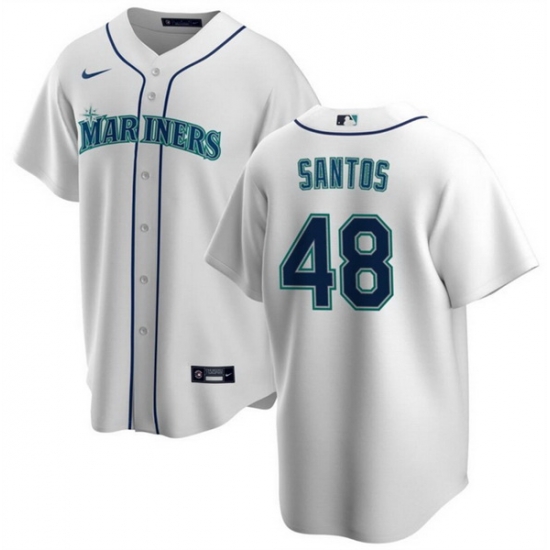 Men Seattle Mariners 48 Gregory Santos White Cool Base Stitched Jersey Men Seattle Mariners 48 Gregory Santos White Cool Base Stitched Jersey