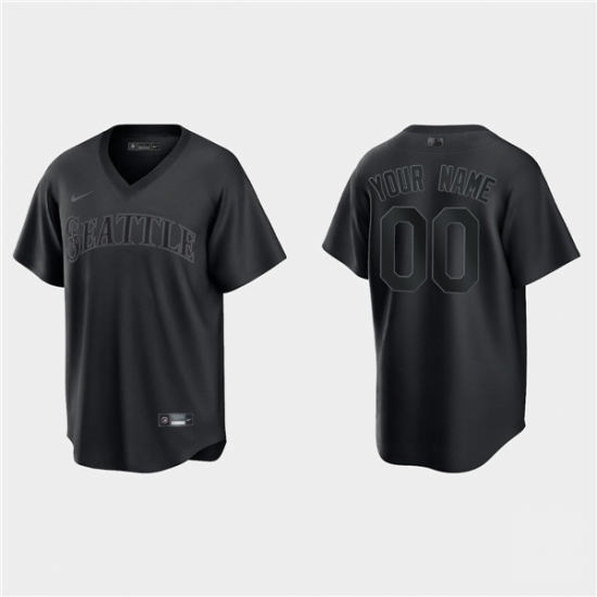 Men Seattle Mariners Active Player Custom Black Pitch Black Fashion Replica Stitched Jersey Men Seattle Mariners Active Player Custom Black Pitch Black Fashion Replica Stitched Jersey