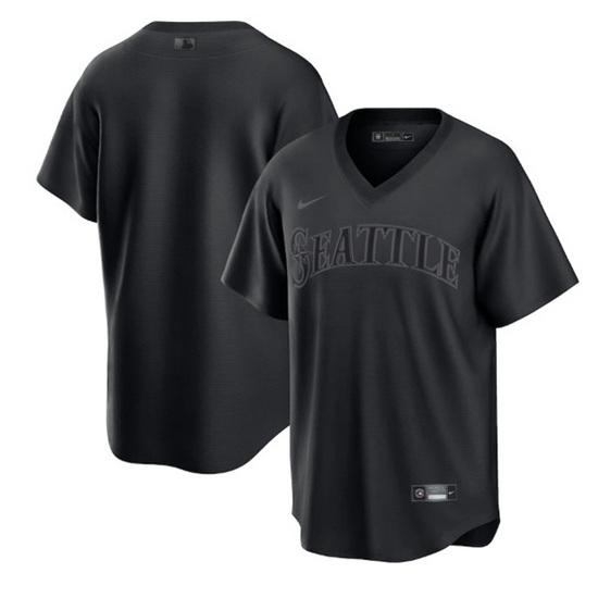 Men Seattle Mariners Blank Black Pitch Black Fashion Replica Stitched Jersey Men Seattle Mariners Blank Black Pitch Black Fashion Replica Stitched Jersey