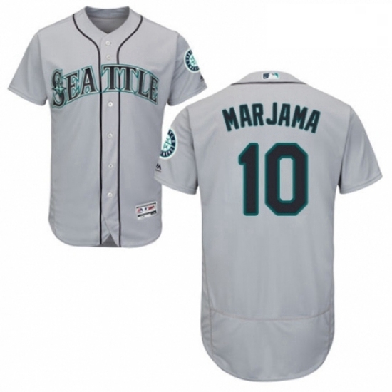 Mens Majestic Seattle Mariners 10 Mike Marjama Grey Road Flex Base Authentic Collection MLB Jersey Mens Majestic Seattle Mariners 10 Mike Marjama Grey Road Flex Base Authentic Collection MLB Jersey