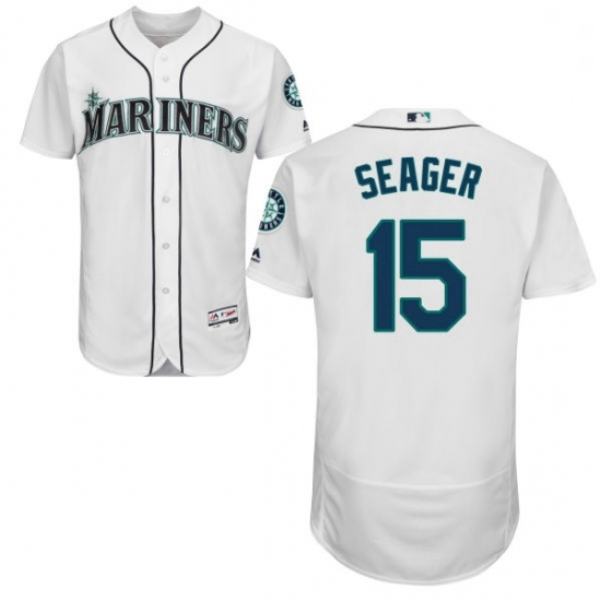 Mens Majestic Seattle Mariners 15 Kyle Seager White Home Flex Base Authentic Collection MLB Jersey Mens Majestic Seattle Mariners 15 Kyle Seager White Home Flex Base Authentic Collection MLB Jersey