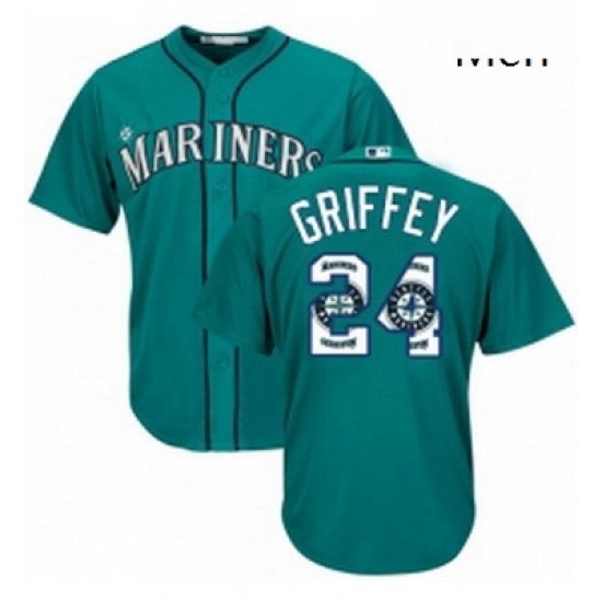 Mens Majestic Seattle Mariners 24 Ken Griffey Authentic Teal Green Team Logo Fashion Cool Base MLB Jersey Mens Majestic Seattle Mariners 24 Ken Griffey Authentic Teal Green Team Logo Fashion Cool Base MLB Jersey