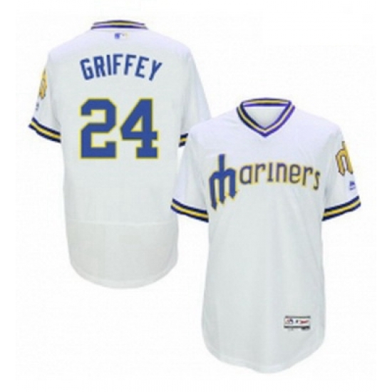 Mens Majestic Seattle Mariners 24 Ken Griffey White Flexbase Authentic Collection Cooperstown MLB Jersey Mens Majestic Seattle Mariners 24 Ken Griffey White Flexbase Authentic Collection Cooperstown MLB Jersey