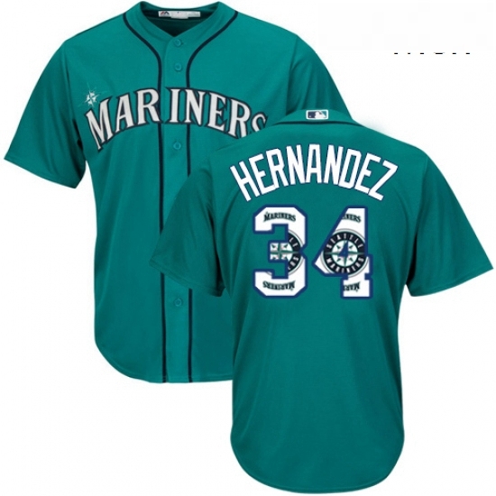 Mens Majestic Seattle Mariners 34 Felix Hernandez Authentic Teal Green Team Logo Fashion Cool Base MLB Jersey Mens Majestic Seattle Mariners 34 Felix Hernandez Authentic Teal Green Team Logo Fashion Cool Base MLB Jersey