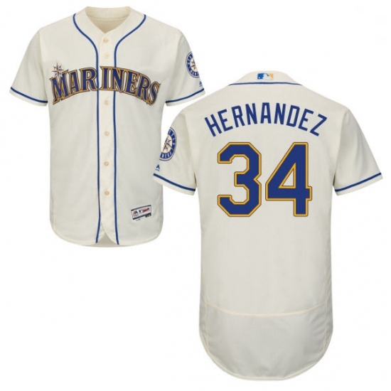 Mens Majestic Seattle Mariners 34 Felix Hernandez Cream Alternate Flex Base Authentic Collection MLB Jersey Mens Majestic Seattle Mariners 34 Felix Hernandez Cream Alternate Flex Base Authentic Collection MLB Jersey