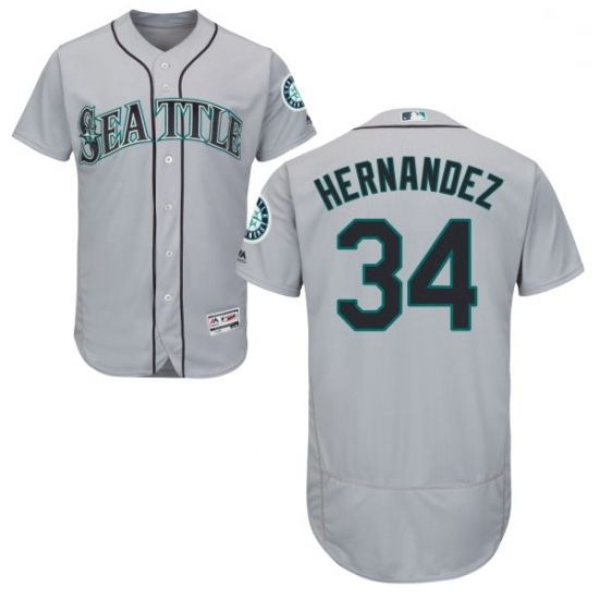 Mens Majestic Seattle Mariners 34 Felix Hernandez Grey Road Flex Base Authentic Collection MLB Jersey Mens Majestic Seattle Mariners 34 Felix Hernandez Grey Road Flex Base Authentic Collection MLB Jersey