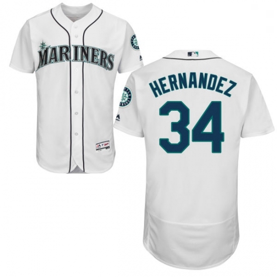Mens Majestic Seattle Mariners 34 Felix Hernandez White Home Flex Base Authentic Collection MLB Jersey Mens Majestic Seattle Mariners 34 Felix Hernandez White Home Flex Base Authentic Collection MLB Jersey