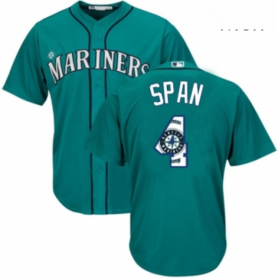 Mens Majestic Seattle Mariners 4 Denard Span Authentic Teal Green Team Logo Fashion Cool Base MLB Jersey Mens Majestic Seattle Mariners 4 Denard Span Authentic Teal Green Team Logo Fashion Cool Base MLB Jersey