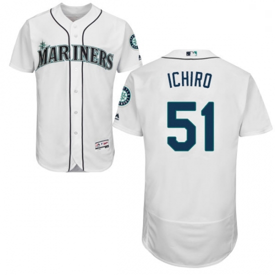 Mens Majestic Seattle Mariners 51 Ichiro Suzuki White Home Flex Base Authentic Collection MLB Jersey Mens Majestic Seattle Mariners 51 Ichiro Suzuki White Home Flex Base Authentic Collection MLB Jersey