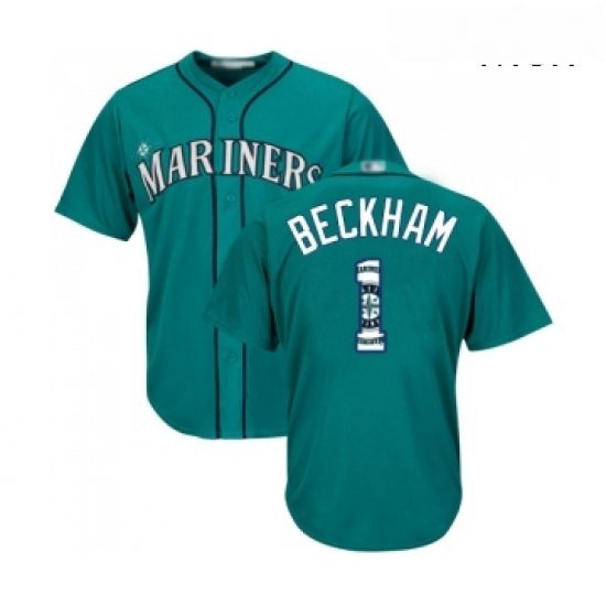 Mens Seattle Mariners 1 Tim Beckham Authentic Teal Green Team Logo Fashion Cool Base Baseball Jersey Mens Seattle Mariners 1 Tim Beckham Authentic Teal Green Team Logo Fashion Cool Base Baseball Jersey