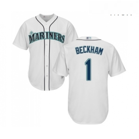 Mens Seattle Mariners 1 Tim Beckham Replica White Home Cool Base Baseball Jersey Mens Seattle Mariners 1 Tim Beckham Replica White Home Cool Base Baseball Jersey