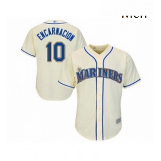 Mens Seattle Mariners 10 Edwin Encarnacion Replica Cream Alternate Cool Base Baseball Jersey Mens Seattle Mariners 10 Edwin Encarnacion Replica Cream Alternate Cool Base Baseball Jersey