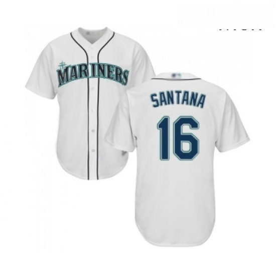 Mens Seattle Mariners 16 Domingo Santana Replica White Home Cool Base Baseball Jersey Mens Seattle Mariners 16 Domingo Santana Replica White Home Cool Base Baseball Jersey