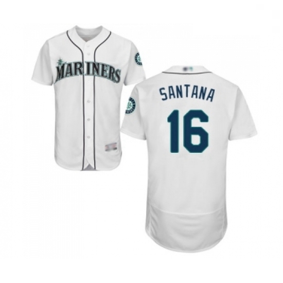 Mens Seattle Mariners 16 Domingo Santana White Home Flex Base Authentic Collection Baseball Jersey Mens Seattle Mariners 16 Domingo Santana White Home Flex Base Authentic Collection Baseball Jersey