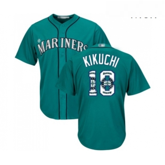 Mens Seattle Mariners 18 Yusei Kikuchi Authentic Teal Green Team Logo Fashion Cool Base Baseball Jersey Mens Seattle Mariners 18 Yusei Kikuchi Authentic Teal Green Team Logo Fashion Cool Base Baseball Jersey