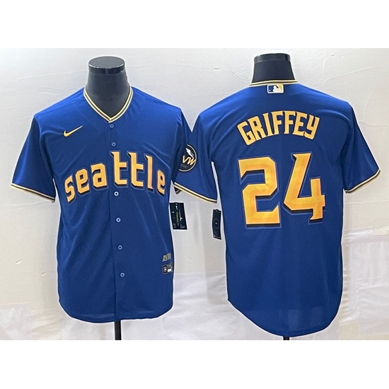 Men's Seattle Mariners #24 Ken Griffey Blue 2023 City Connect Cool Base Stitched Jersey Men's Seattle Mariners #24 Ken Griffey Blue 2023 City Connect Cool Base Stitched Jersey